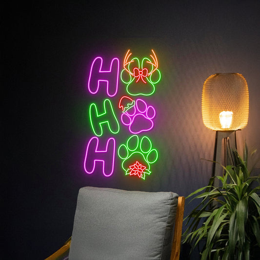 Ho Ho Ho Paw Led Sign Paw Hohoho Neon Sign