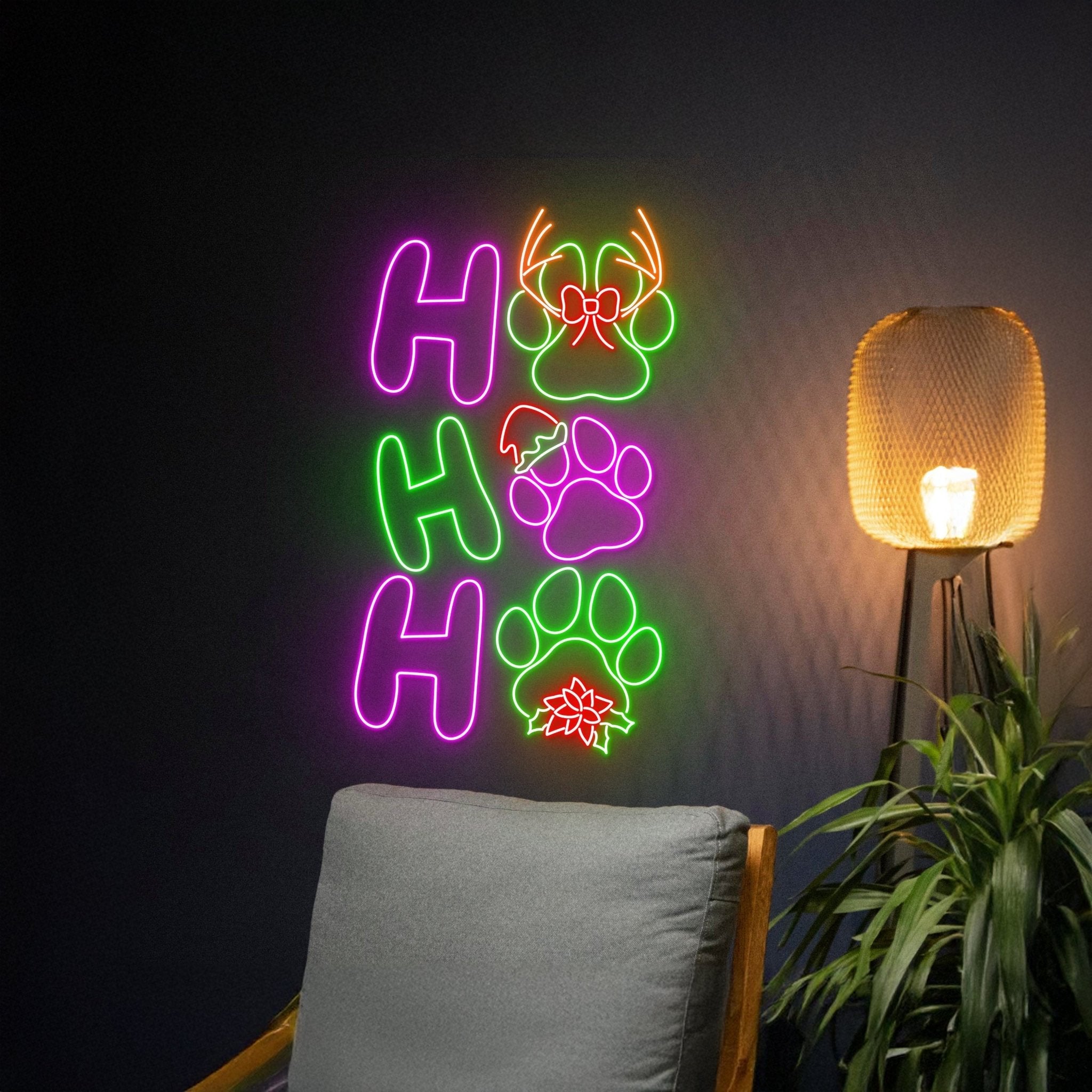 Ho Ho Ho Paw Led Sign Paw Hohoho Neon Sign - Shineneon