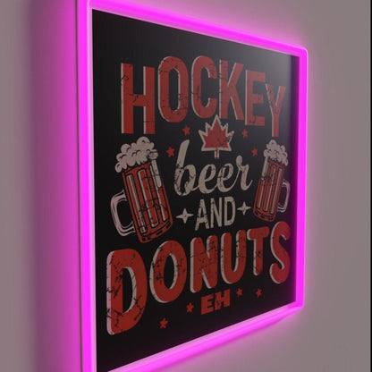 Hockey Beer And Donuts Eh Rgb Led Neon Sign - Shineneon