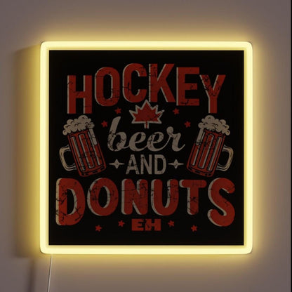 Hockey Beer And Donuts Eh Rgb Led Neon Sign - Shineneon