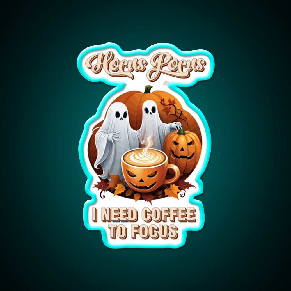 Hocus Pocus Coffee Halloween Latte Led Neon Sign Espresso Bar Art Rgb Color