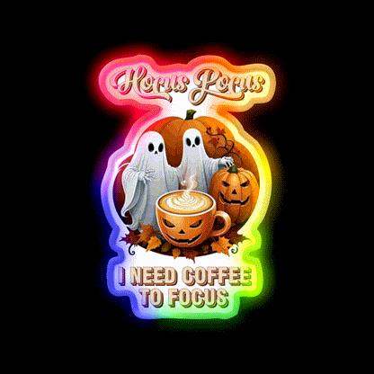 Hocus Pocus Coffee Halloween Latte Led Neon Sign Espresso Bar Art Rgb Color