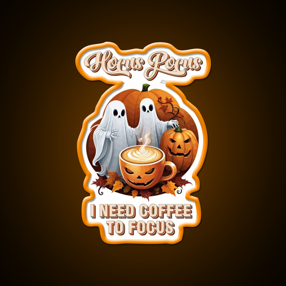 Hocus Pocus Coffee Halloween Latte Led Neon Sign Espresso Bar Art Rgb Color