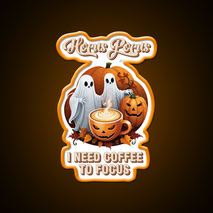 Hocus Pocus Coffee Halloween Latte Led Neon Sign Espresso Bar Art Rgb Color