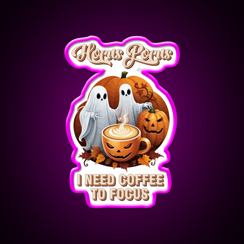 Hocus Pocus Coffee Halloween Latte Led Neon Sign Espresso Bar Art Rgb Color