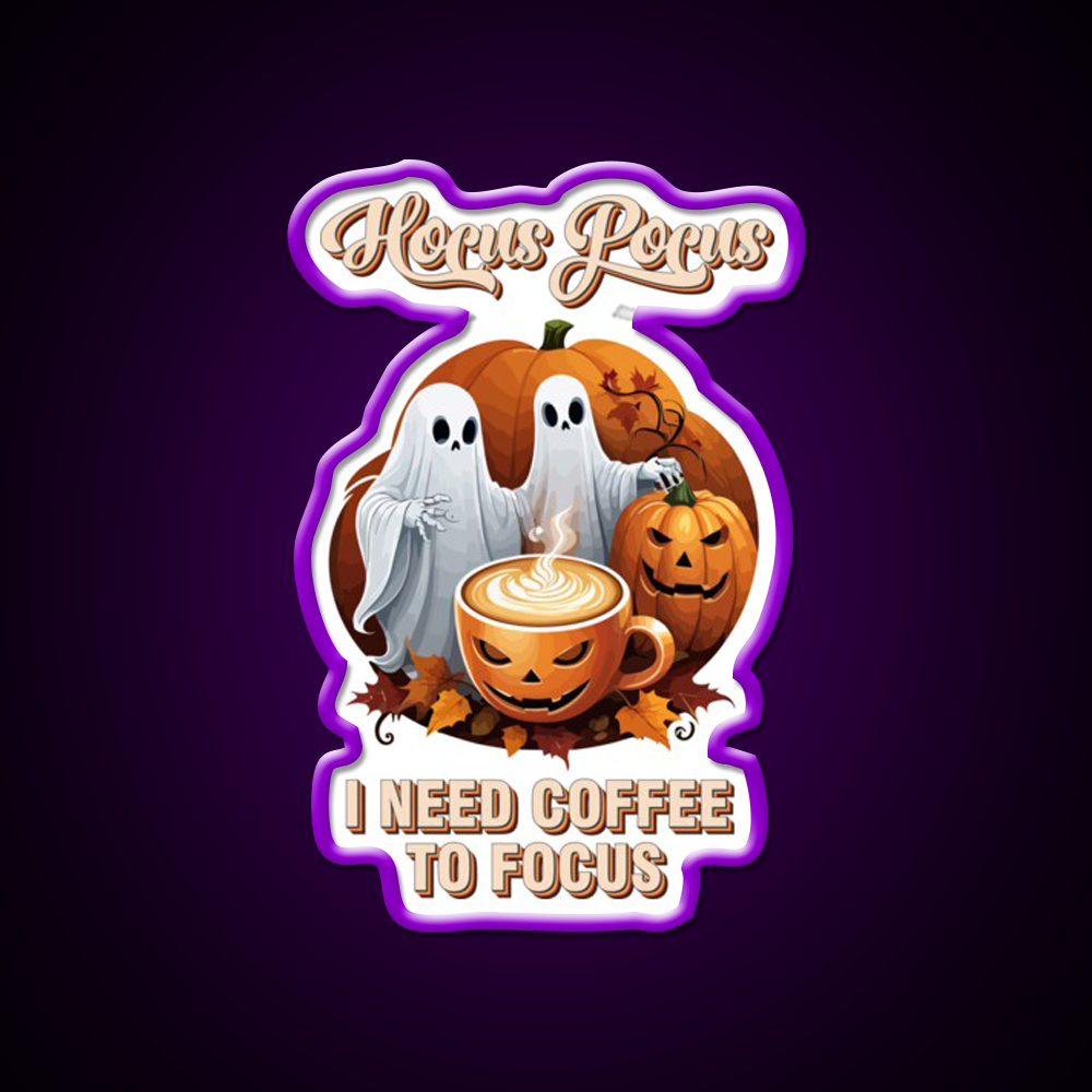 Hocus Pocus Coffee Halloween Latte Led Neon Sign Espresso Bar Art Rgb Color