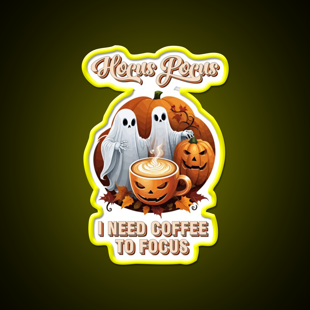 Hocus Pocus Coffee Halloween Latte Led Neon Sign Espresso Bar Art Rgb Color