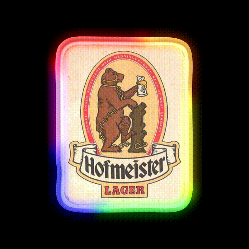 Hofmeister Lager Vintage Label Beer Bar Decor Led Neon Sign Rgb Color - LED neon sign close-up detail