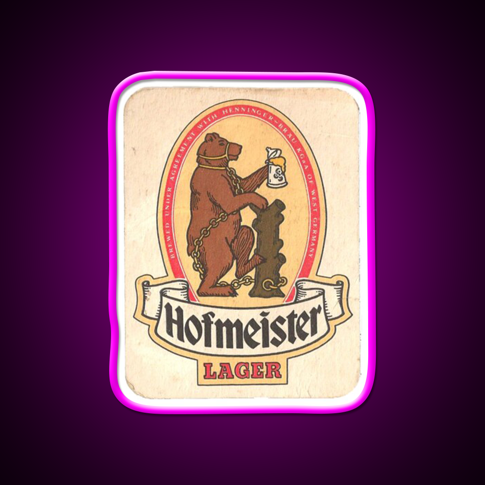 Hofmeister Lager Vintage Label Beer Bar Decor Led Neon Sign Rgb Color - Neon sign mounted on wall in room