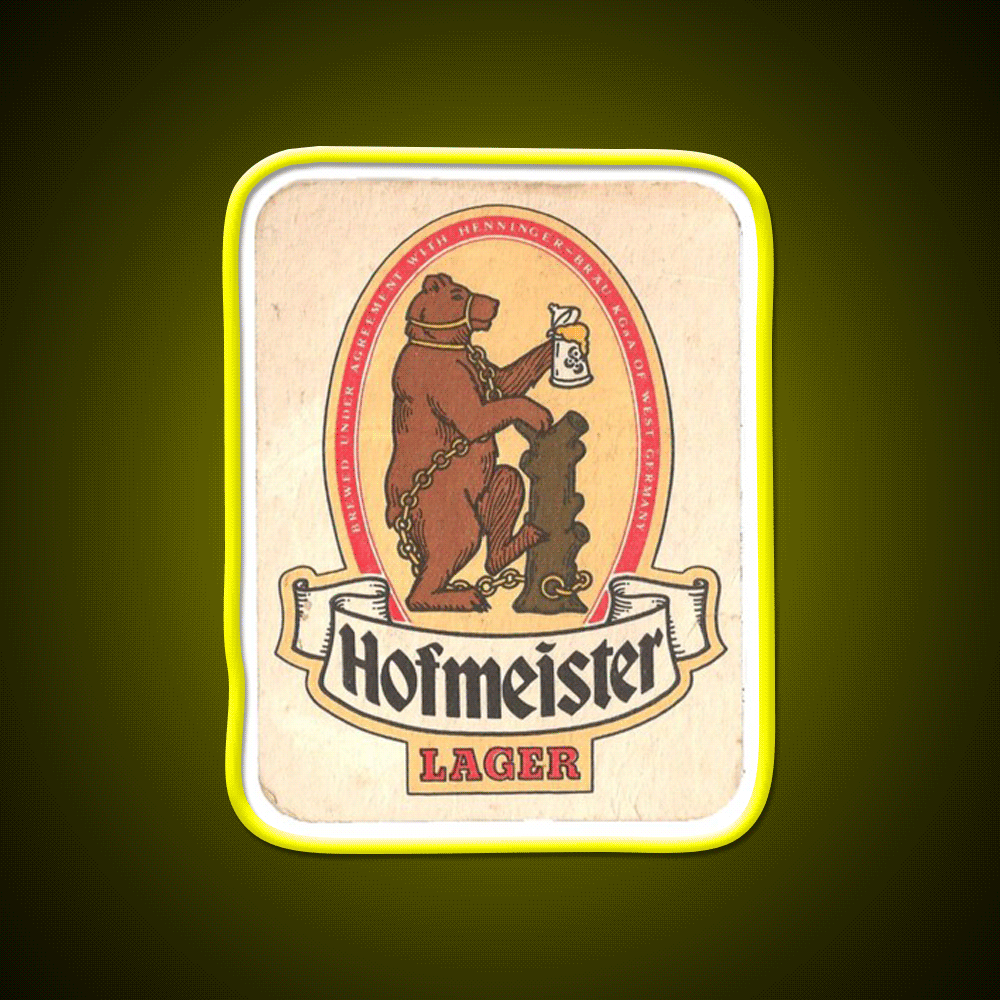 Hofmeister Lager Vintage Label Beer Bar Decor Led Neon Sign Rgb Color - Custom LED neon sign front view