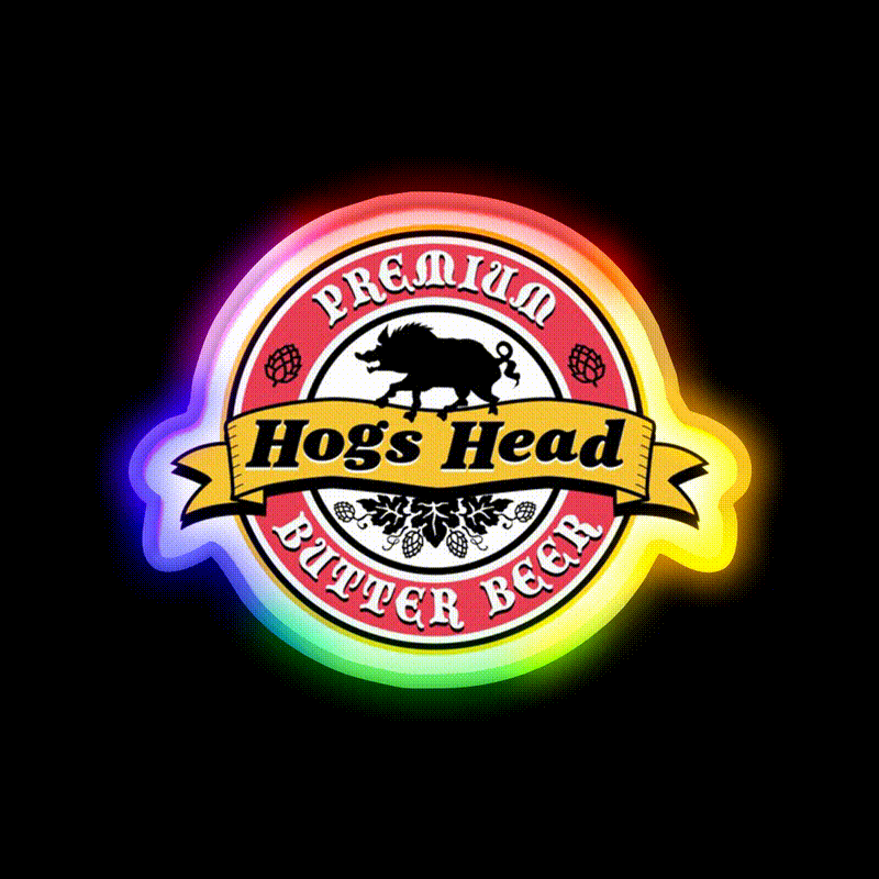 Hogs Head Butter Beer Bar Decor Led Neon Sign Rgb Color - LED neon sign close-up detail