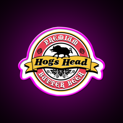 Hogs Head Butter Beer Bar Decor Led Neon Sign Rgb Color - Neon sign mounted on wall in room