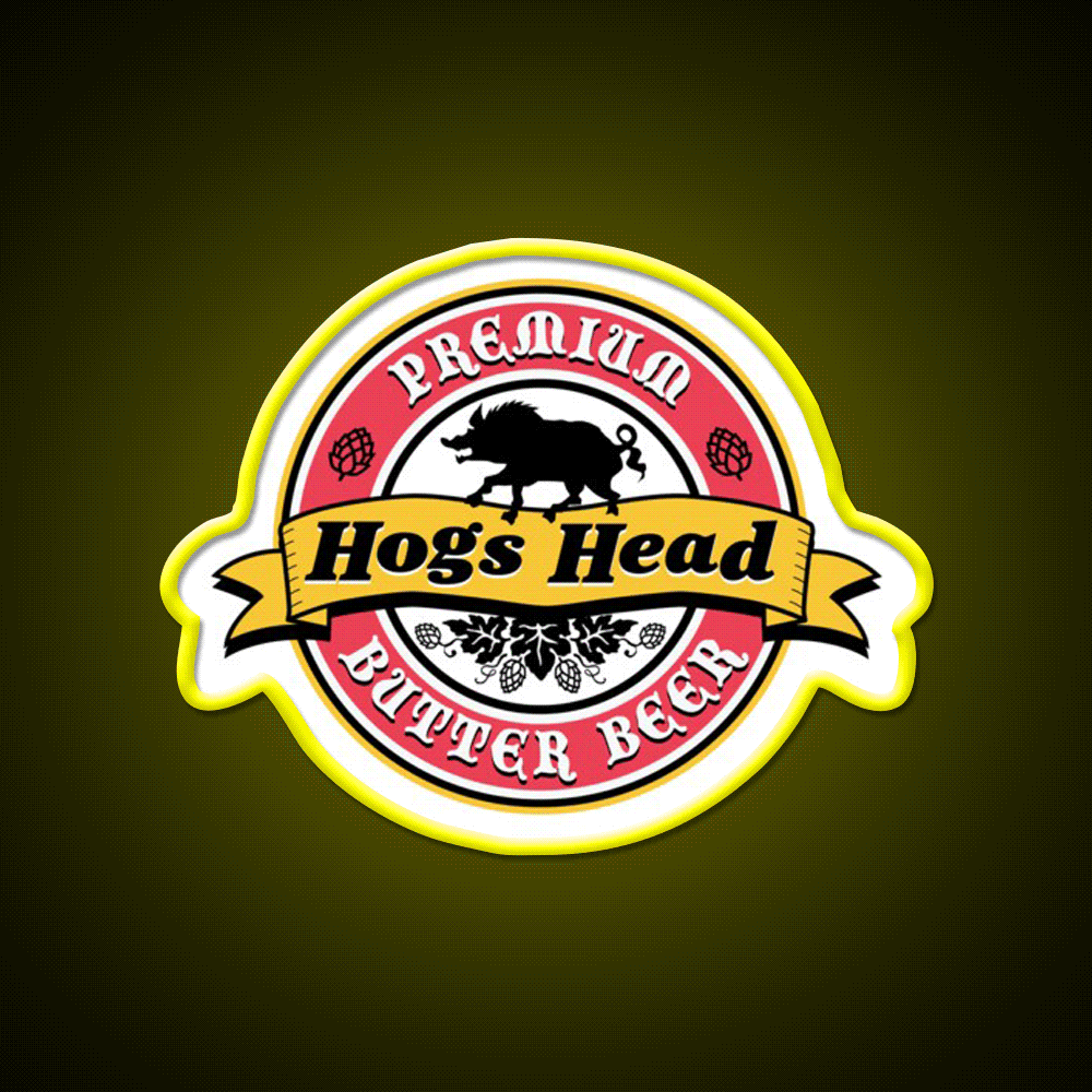 Hogs Head Butter Beer Bar Decor Led Neon Sign Rgb Color - Custom LED neon sign front view