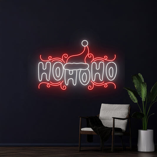 Hohoho Neon Sign Santa Claus Room Wall Decor