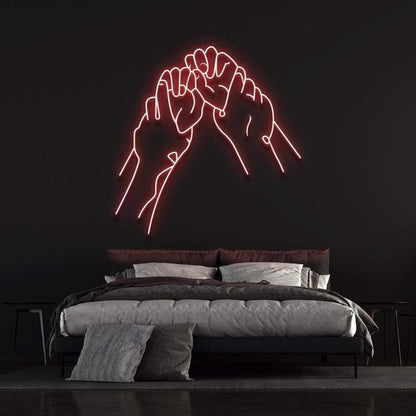 Hold Hands White Minimalist Fist Bump Led Neon Sign For Modern Bedroom Decor | Shineneon