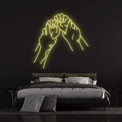 Hold Hands White Minimalist Fist Bump Led Neon Sign For Modern Bedroom Decor | Shineneon
