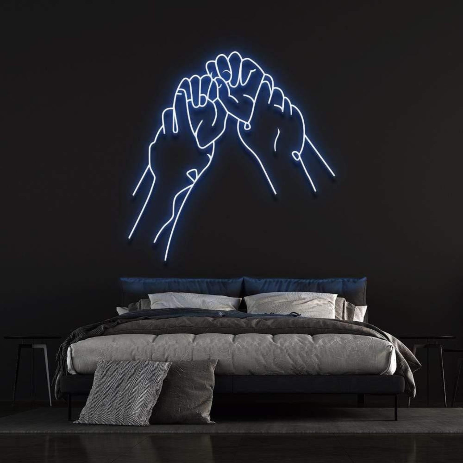 Hold Hands White Minimalist Fist Bump Led Neon Sign For Modern Bedroom Decor | Shineneon