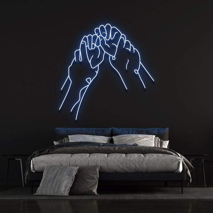 Hold Hands White Minimalist Fist Bump Led Neon Sign For Modern Bedroom Decor | Shineneon