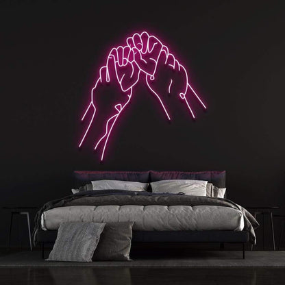 Hold Hands White Minimalist Fist Bump Led Neon Sign For Modern Bedroom Decor | Shineneon