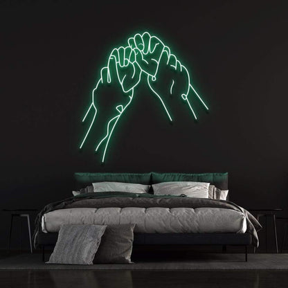 Hold Hands White Minimalist Fist Bump Led Neon Sign For Modern Bedroom Decor | Shineneon