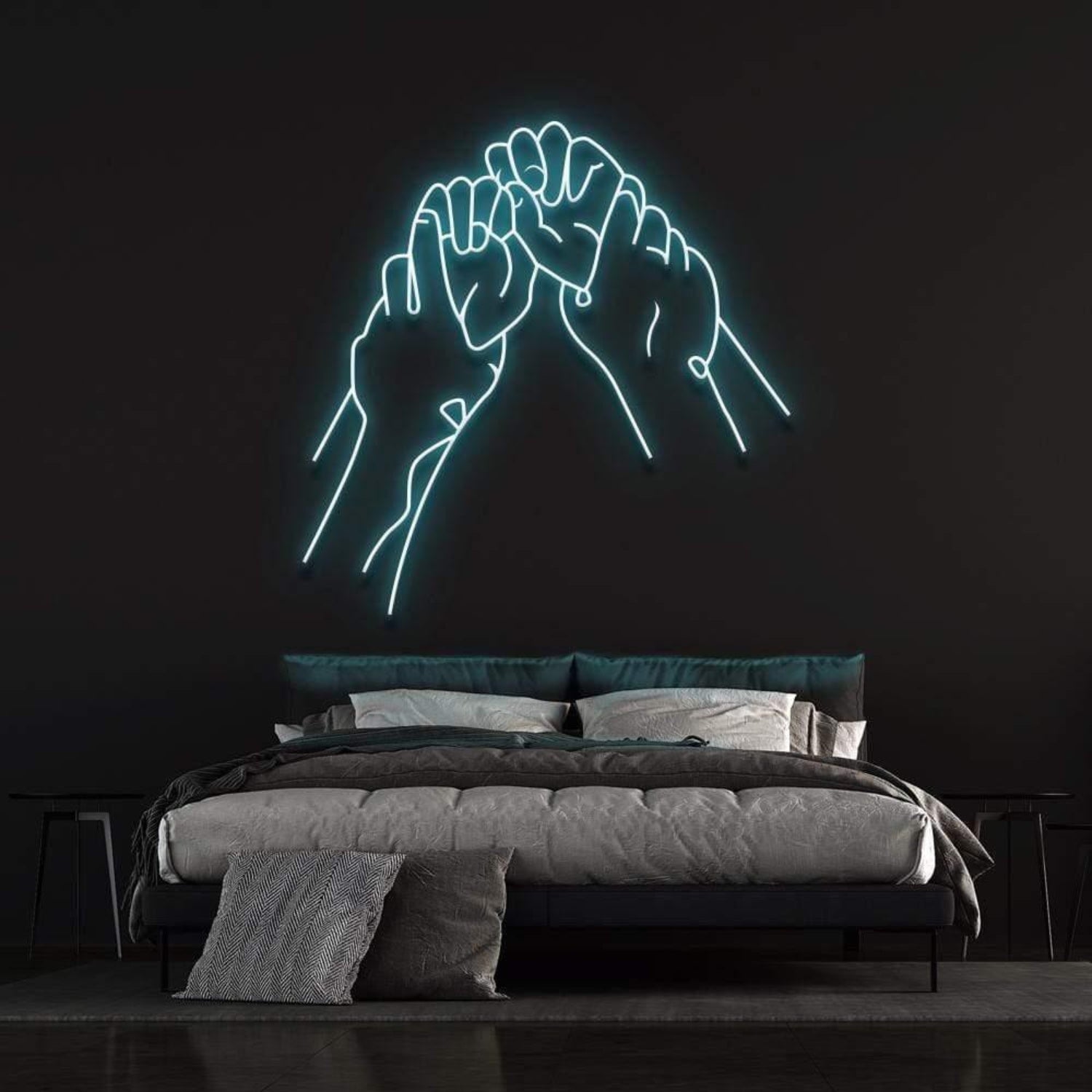 Hold Hands White Minimalist Fist Bump Led Neon Sign For Modern Bedroom Decor | Shineneon