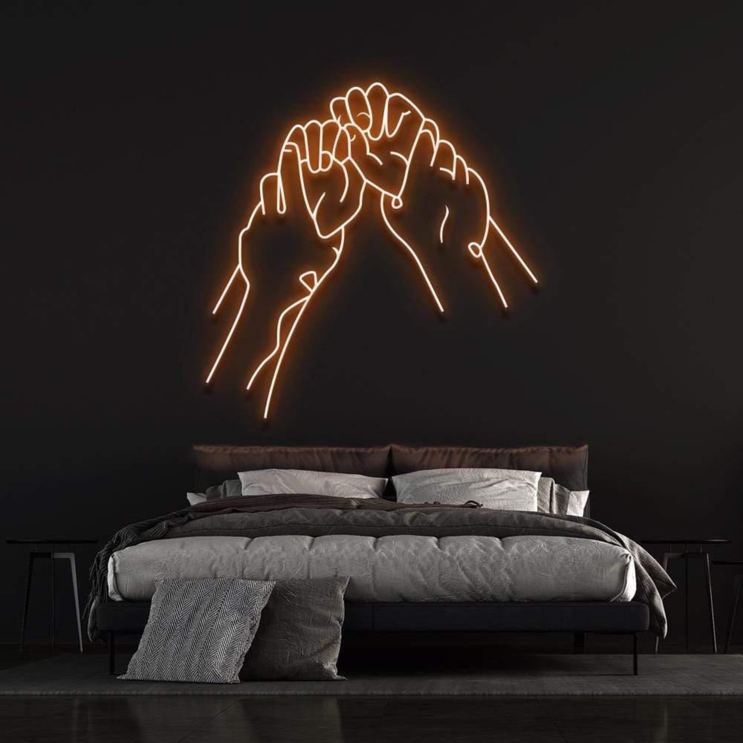 Hold Hands White Minimalist Fist Bump Led Neon Sign For Modern Bedroom Decor | Shineneon