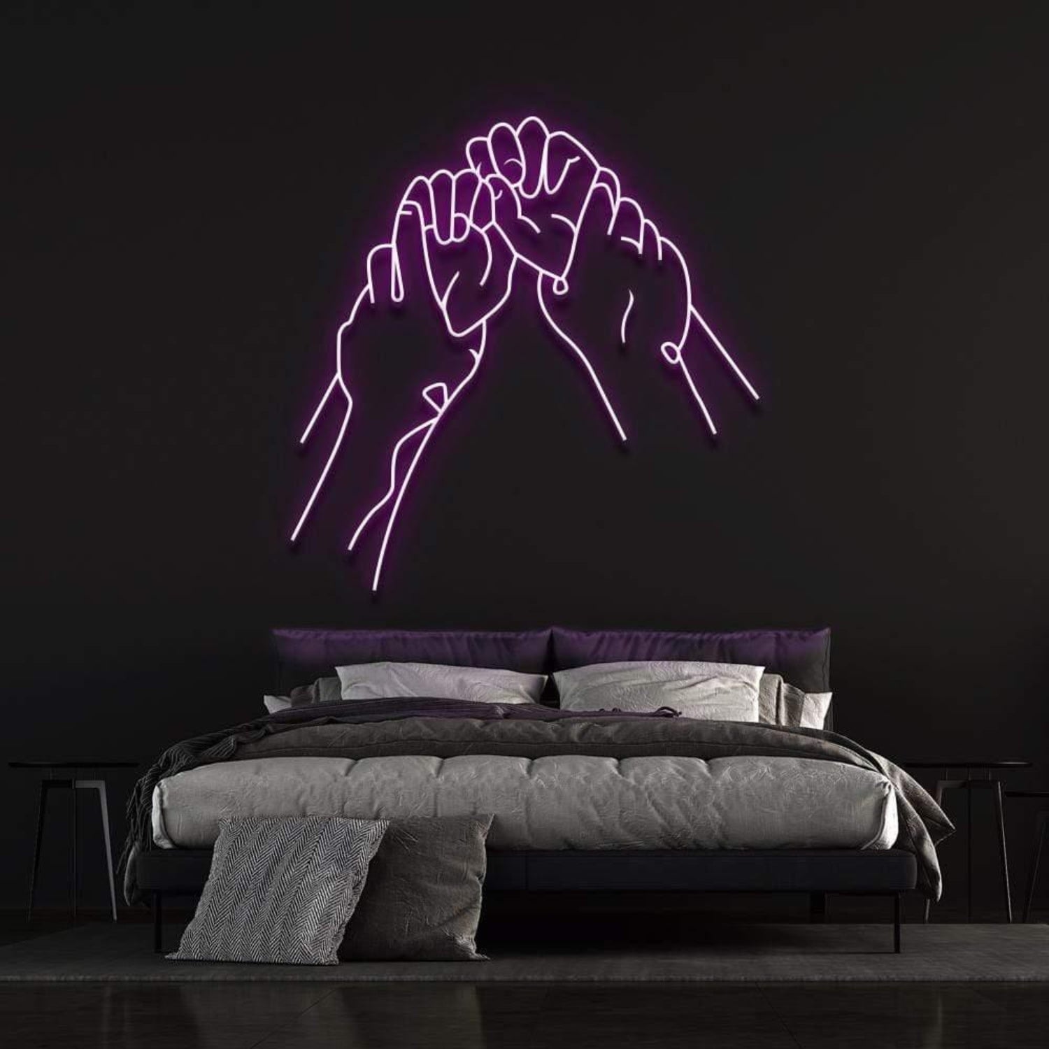 Hold Hands White Minimalist Fist Bump Led Neon Sign For Modern Bedroom Decor | Shineneon
