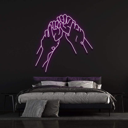 Hold Hands White Minimalist Fist Bump Led Neon Sign For Modern Bedroom Decor | Shineneon