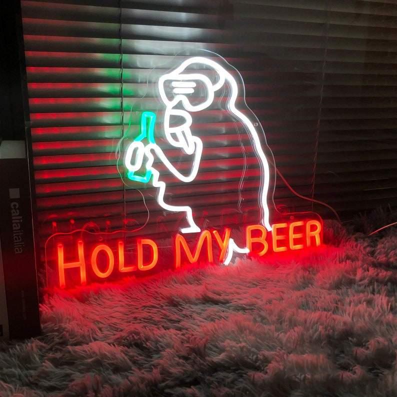 Hold My Beer Multicolor Led Neon Sign With Monkey Bottle Bar Home Decor | Shineneon