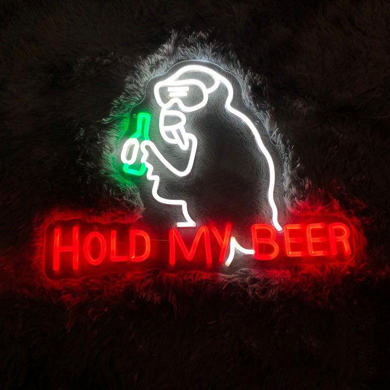 Hold My Beer Multicolor Led Neon Sign With Monkey Bottle Bar Home Decor | Shineneon