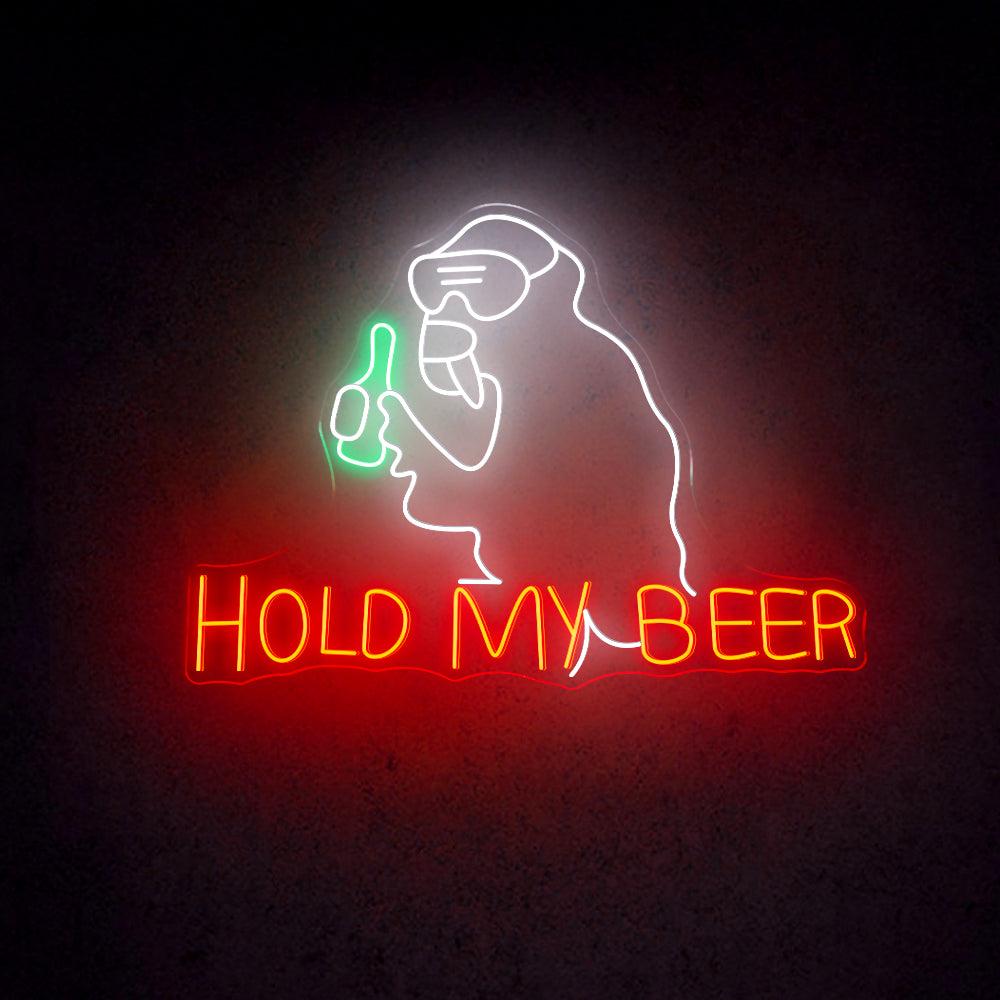 Hold My Beer Multicolor Led Neon Sign With Monkey Bottle Bar Home Decor | Shineneon