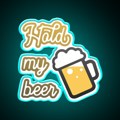 Hold My Beer With Mug Beer Bar Decor Led Neon Sign Rgb Color - Size and dimension reference