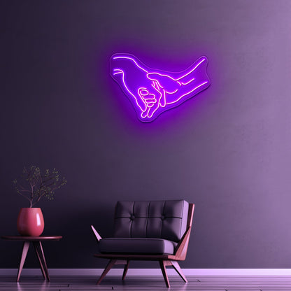 Holding Hands Neon Sign Romantic Wall Decor Neon Sign For Sale - Shineneon