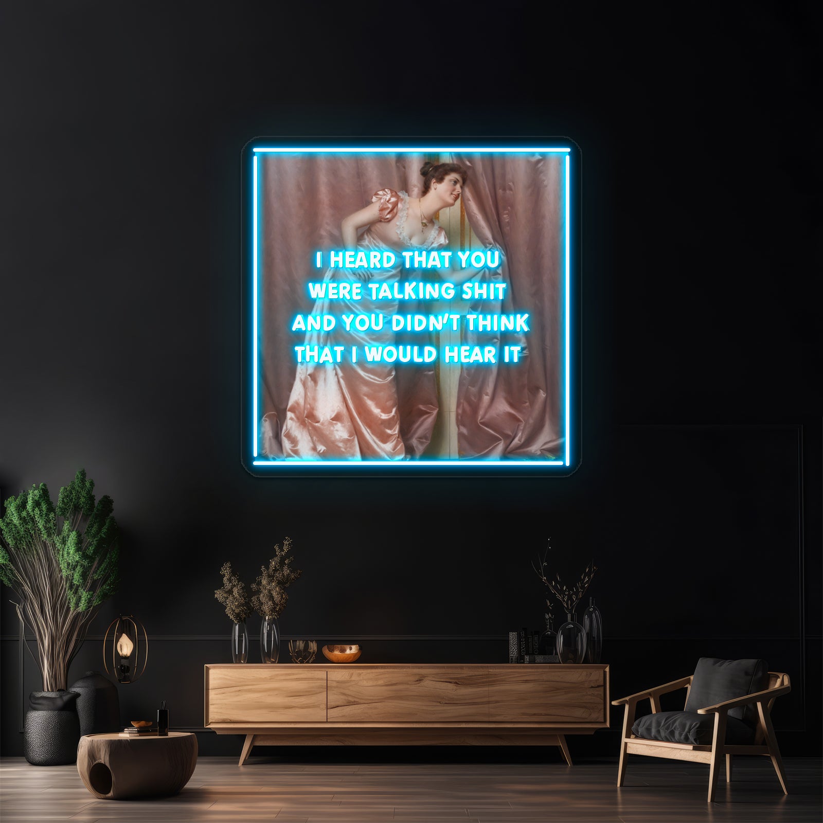 Hollaback Girl Eavesdropping Artwork Large Neon Signs - Size and dimension reference