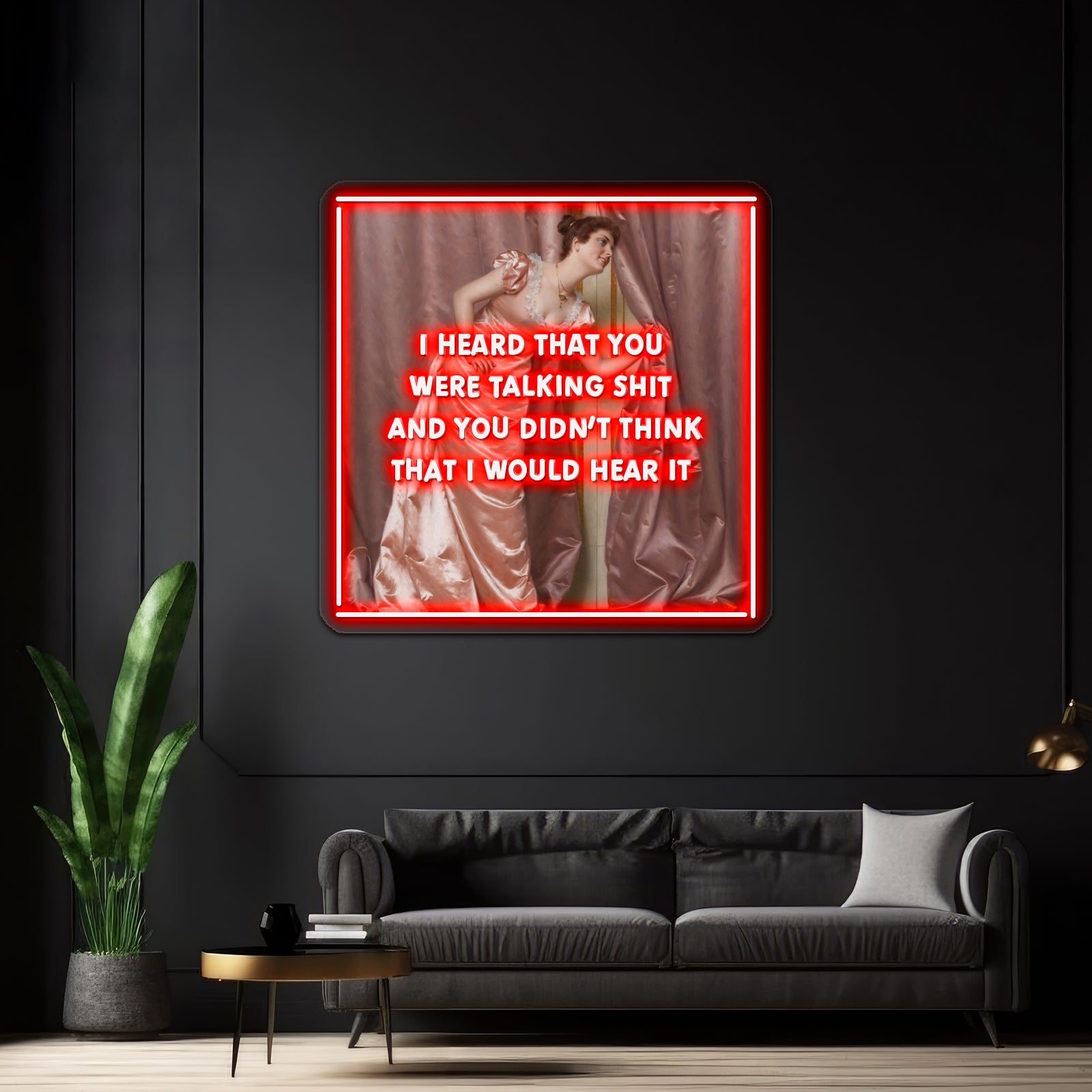 Hollaback Girl Eavesdropping Artwork Large Neon Signs - Custom LED neon sign front view