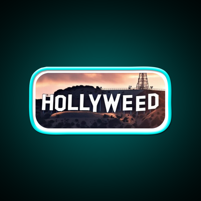 Hollyweed Hemp Inspired Green Leaf Led Neon Sign Rgb Color