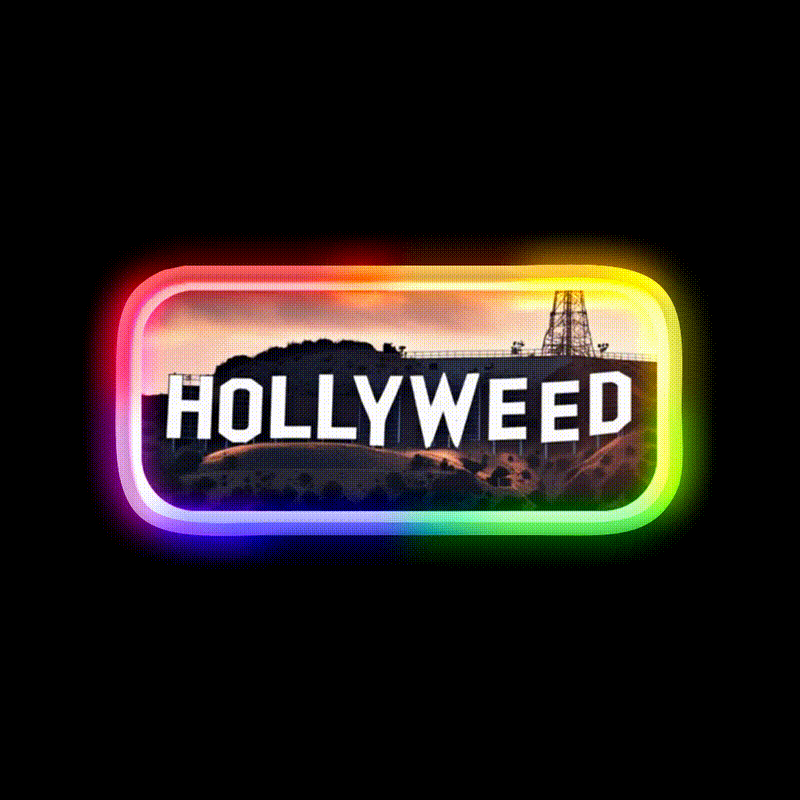 Hollyweed Hemp Inspired Green Leaf Led Neon Sign Rgb Color - LED neon sign close-up detail
