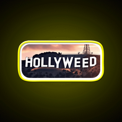 Hollyweed Hemp Inspired Green Leaf Led Neon Sign Rgb Color - Custom LED neon sign front view
