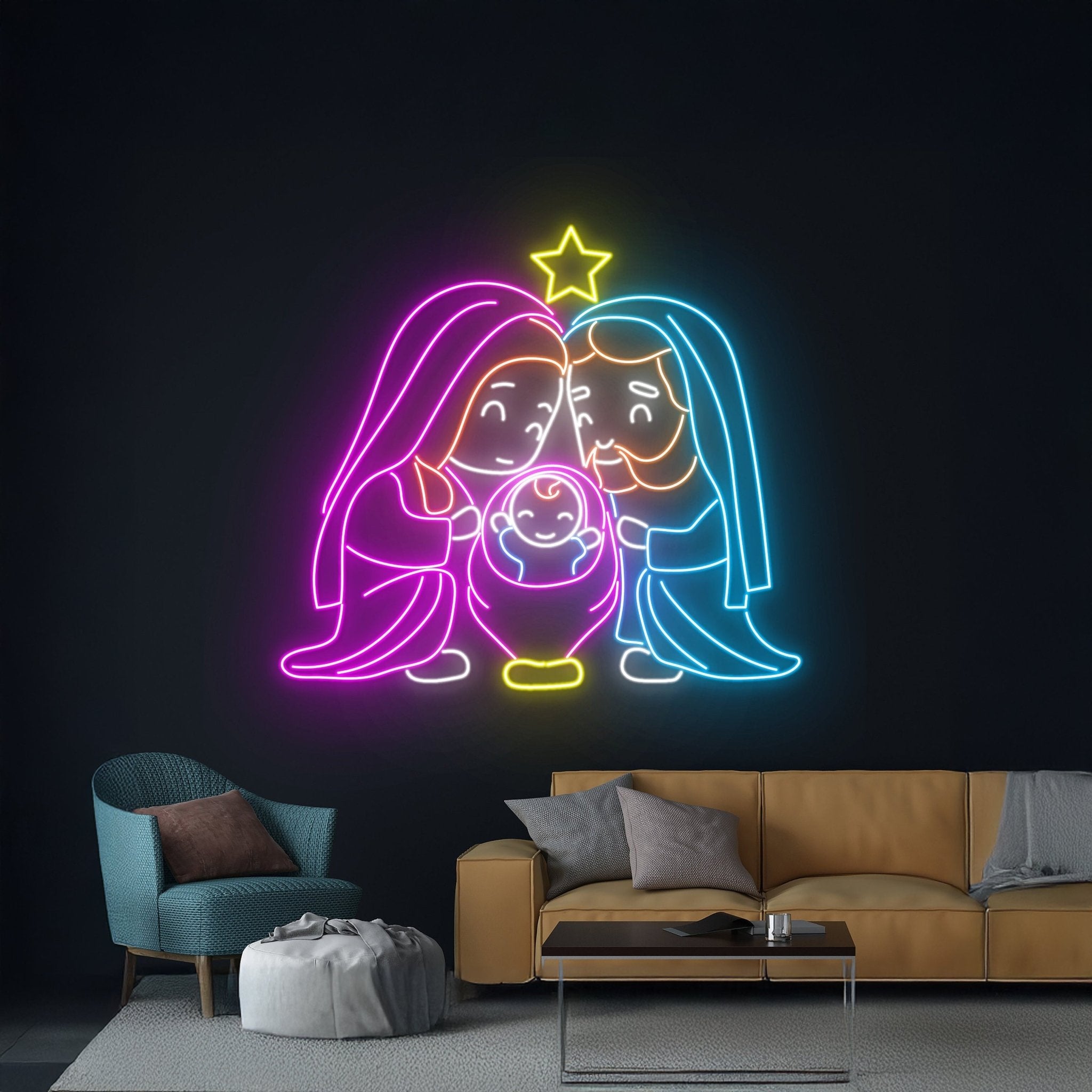 Holy Family Neon Sign Silent Night Neon Light - Shineneon