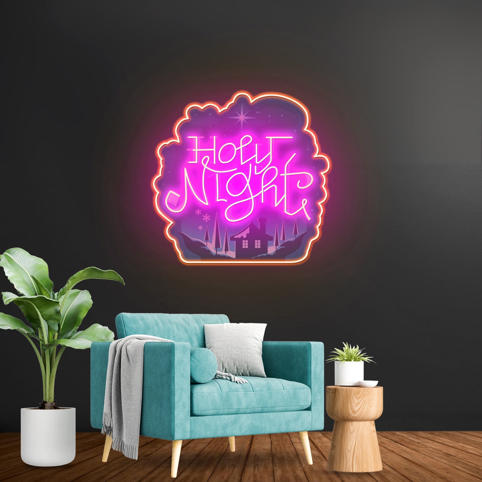 Hometown Cha Cha Cha Rainy Beach Artwork Large Neon Signs - LED neon sign view 15