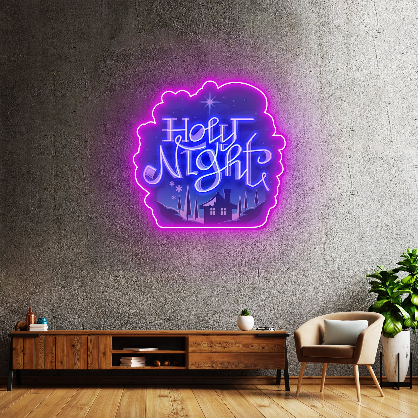 Holy Night Xmas Led Neon Acrylic Artwork For Sale