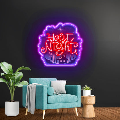 Holy Night Xmas Led Neon Acrylic Artwork For Sale