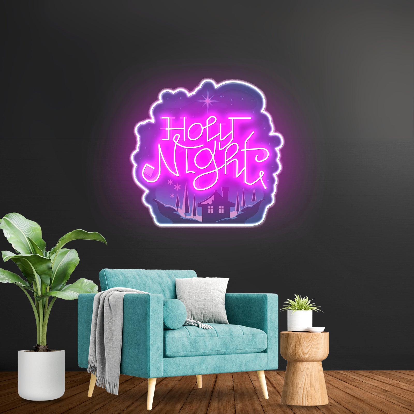 Holy Night Xmas Led Neon Acrylic Artwork For Sale