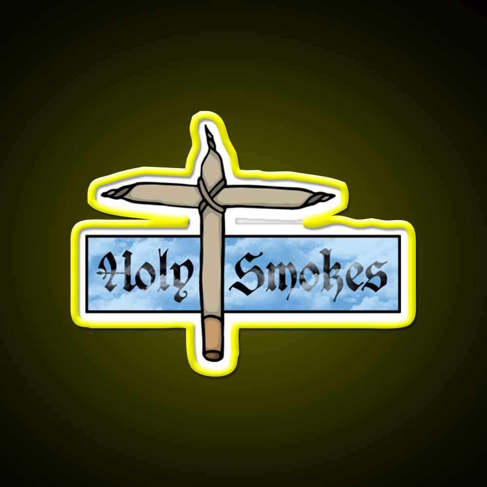 Holy Smokes Hemp Inspired Green Leaf Led Neon Sign Rgb Color - Shineneon