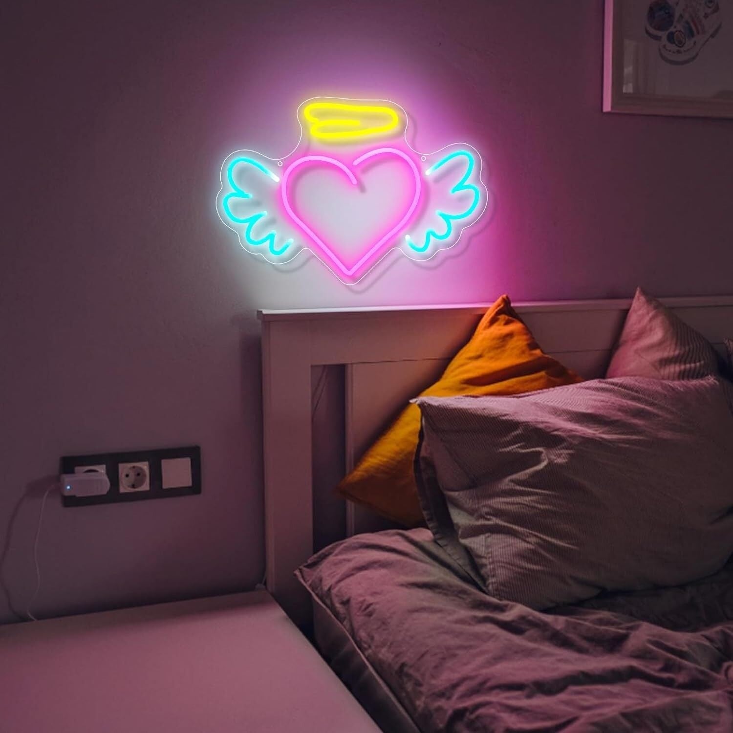Home Decor Angelic Deep Pink Heart Neon Sign | Shineneon