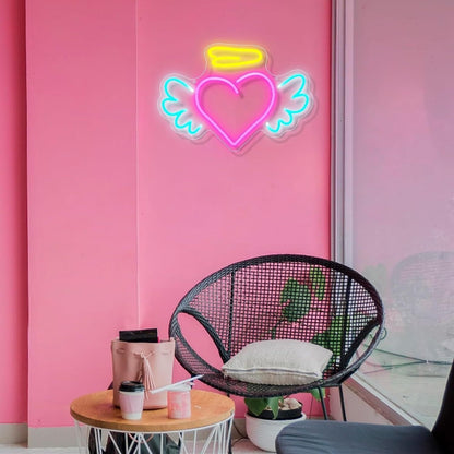 Home Decor Angelic Deep Pink Heart Neon Sign | Shineneon