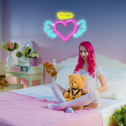 Home Decor Angelic Deep Pink Heart Neon Sign | Shineneon