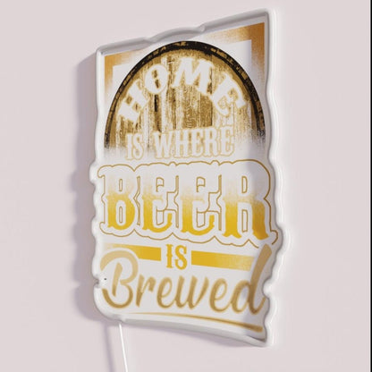 Home Is Where Beer Is Brewed Brewery Beer Barrel Rgb Led Neon Sign - Shineneon