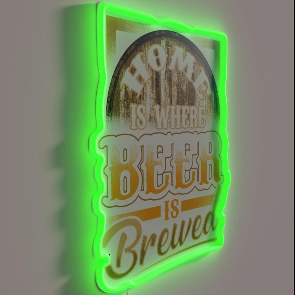 Home Is Where Beer Is Brewed Brewery Beer Barrel Rgb Led Neon Sign - Shineneon