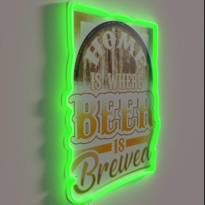 Home Is Where Beer Is Brewed Brewery Beer Barrel Rgb Led Neon Sign - Shineneon